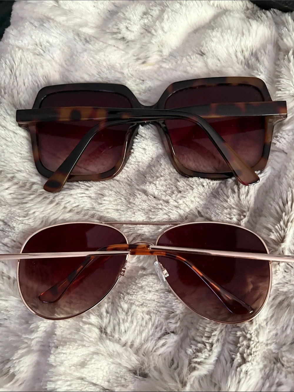 Express Brown Tortoise Square & Gold Aviator Sunglasses Set